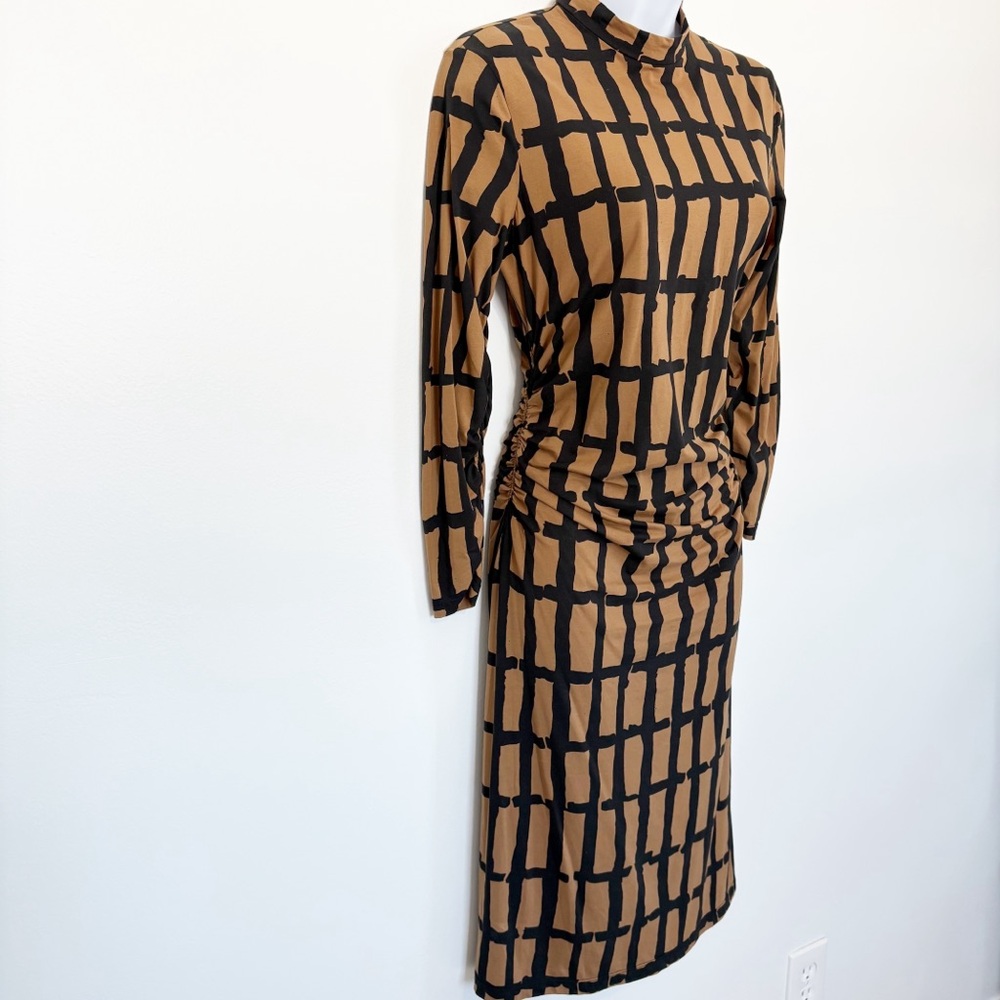 PROENZA SCHOULER White Label Grid Print Ruched Midi Dress Small - Picture 4 of 11